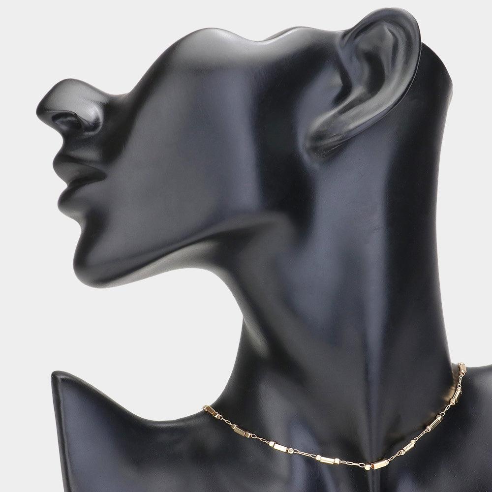 Gold Metal Plain Choker Necklace