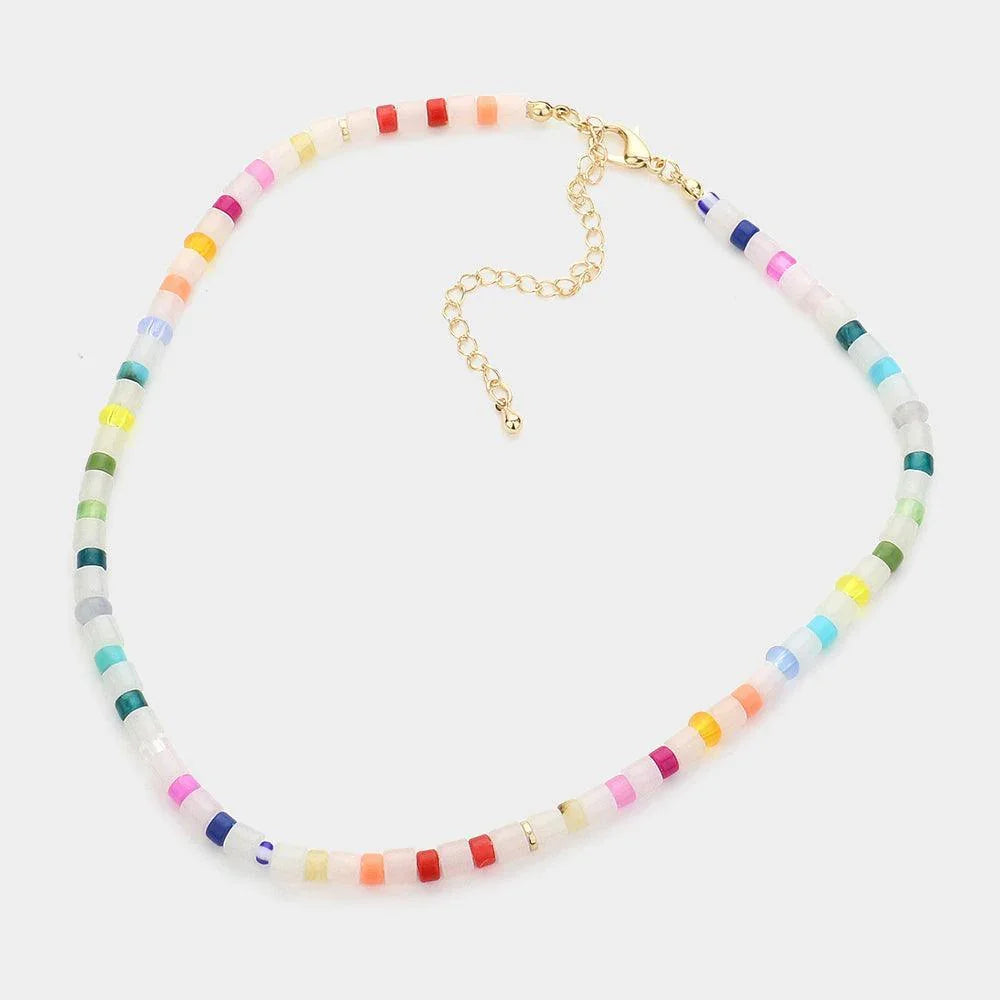 Gold Rainbow Beaded Choker Necklace - Jewelry Store by Erik Rayo