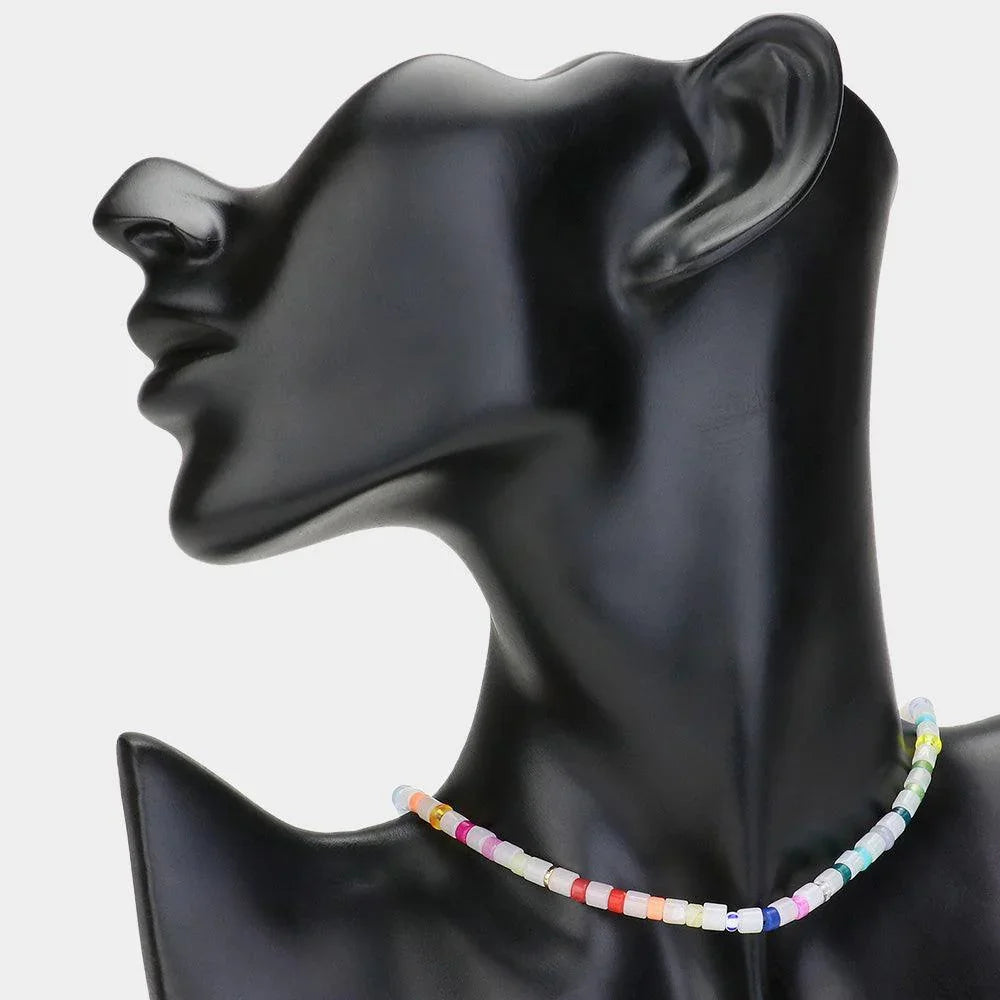 Gold Rainbow Beaded Choker Necklace - Jewelry Store by Erik Rayo
