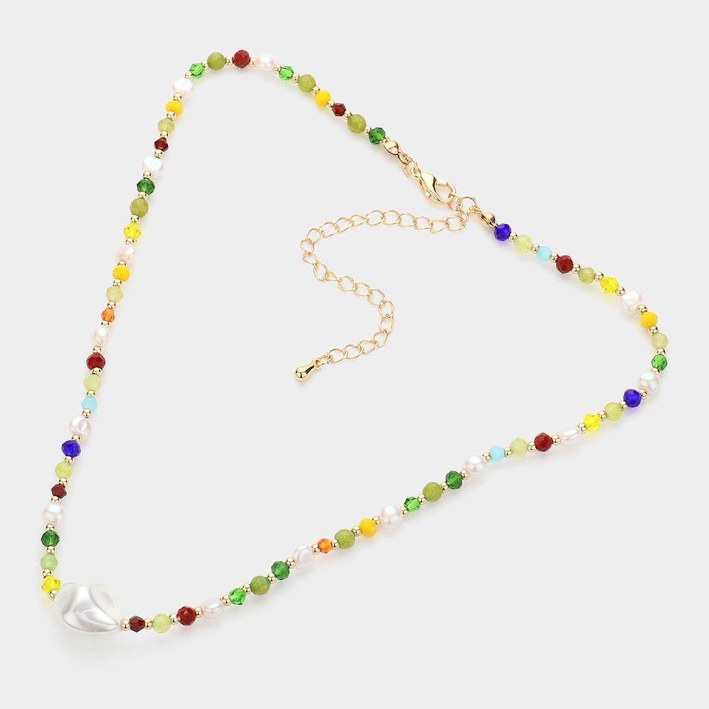 Gold Pearl Pointed Faceted Beaded Choker Necklace - Jewelry Store by Erik Rayo