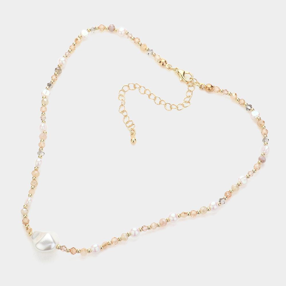Gold Pearl Pointed Faceted Beaded Choker Necklace - Jewelry Store by Erik Rayo