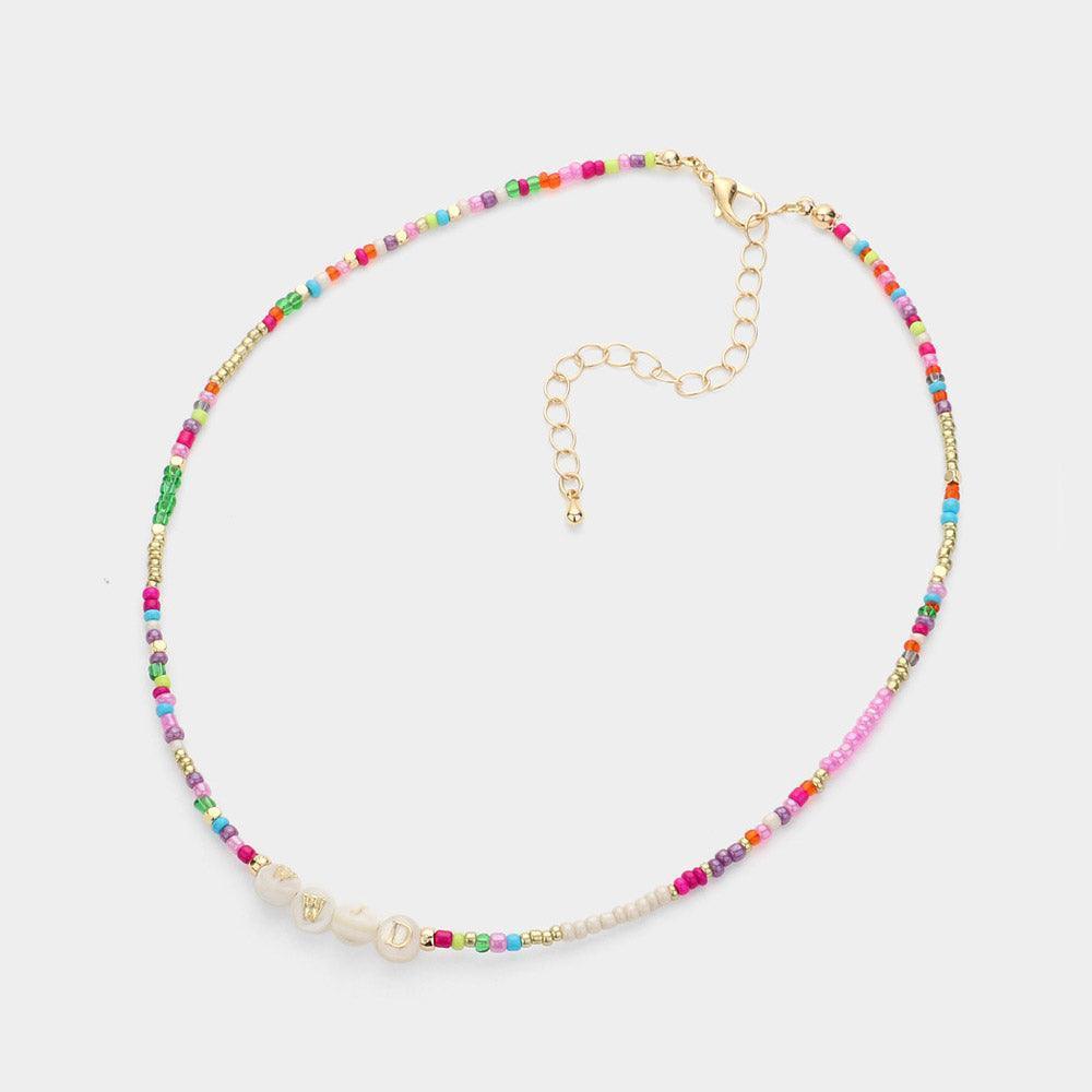 Gold WWJD Message Pointed Beaded Choker Necklace - Jewelry Store by Erik Rayo