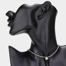 Load image into Gallery viewer, Black CZ Brass Metal Elephant Pendant Faceted Beaded Choker Necklace
