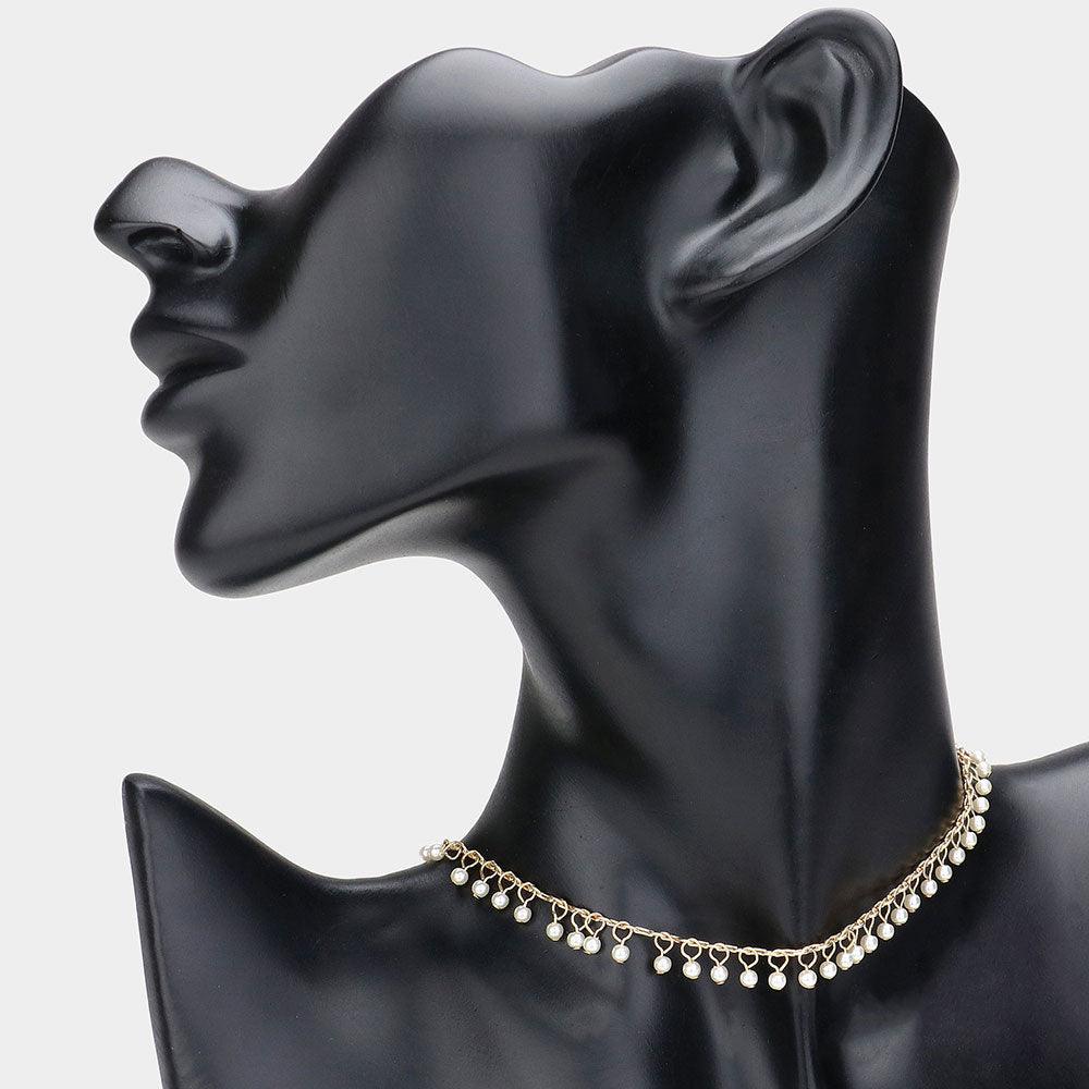 Cream Pearl Strand Choker Necklace