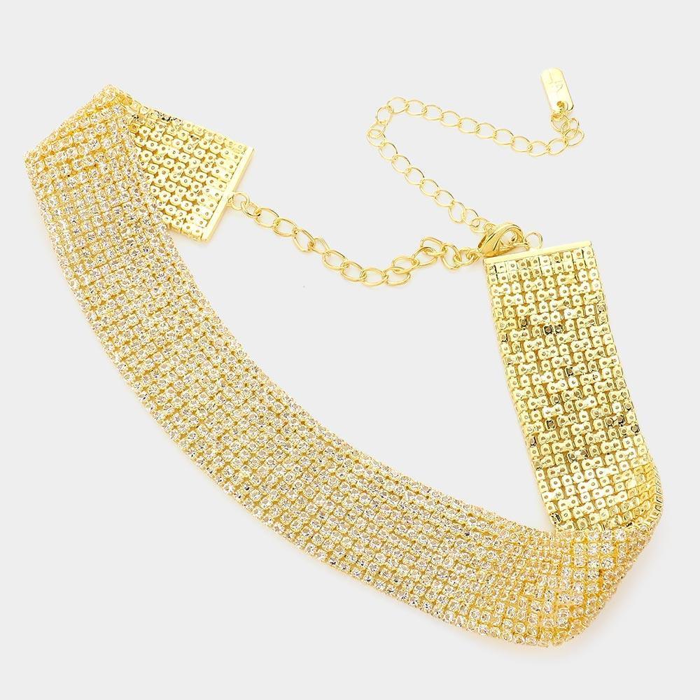 Gold Crystal Rhinestone Choker Necklace - Jewelry Store by Erik Rayo