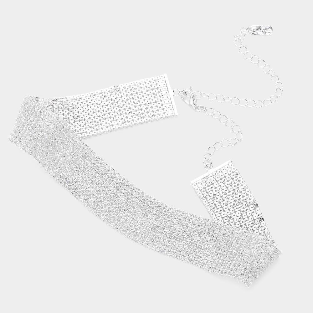 Silver Crystal Rhinestone Choker Necklace - Jewelry Store by Erik Rayo