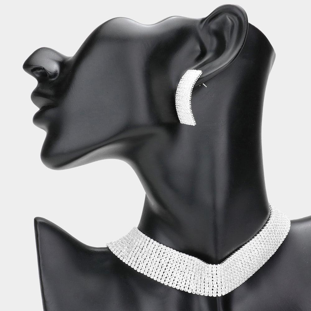 Silver Crystal Rhinestone Choker Necklace - Jewelry Store by Erik Rayo