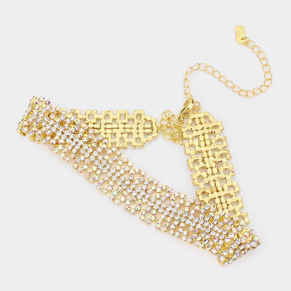 Gold Pave Crystal Rhinestone Choker Necklace - Jewelry Store by Erik Rayo