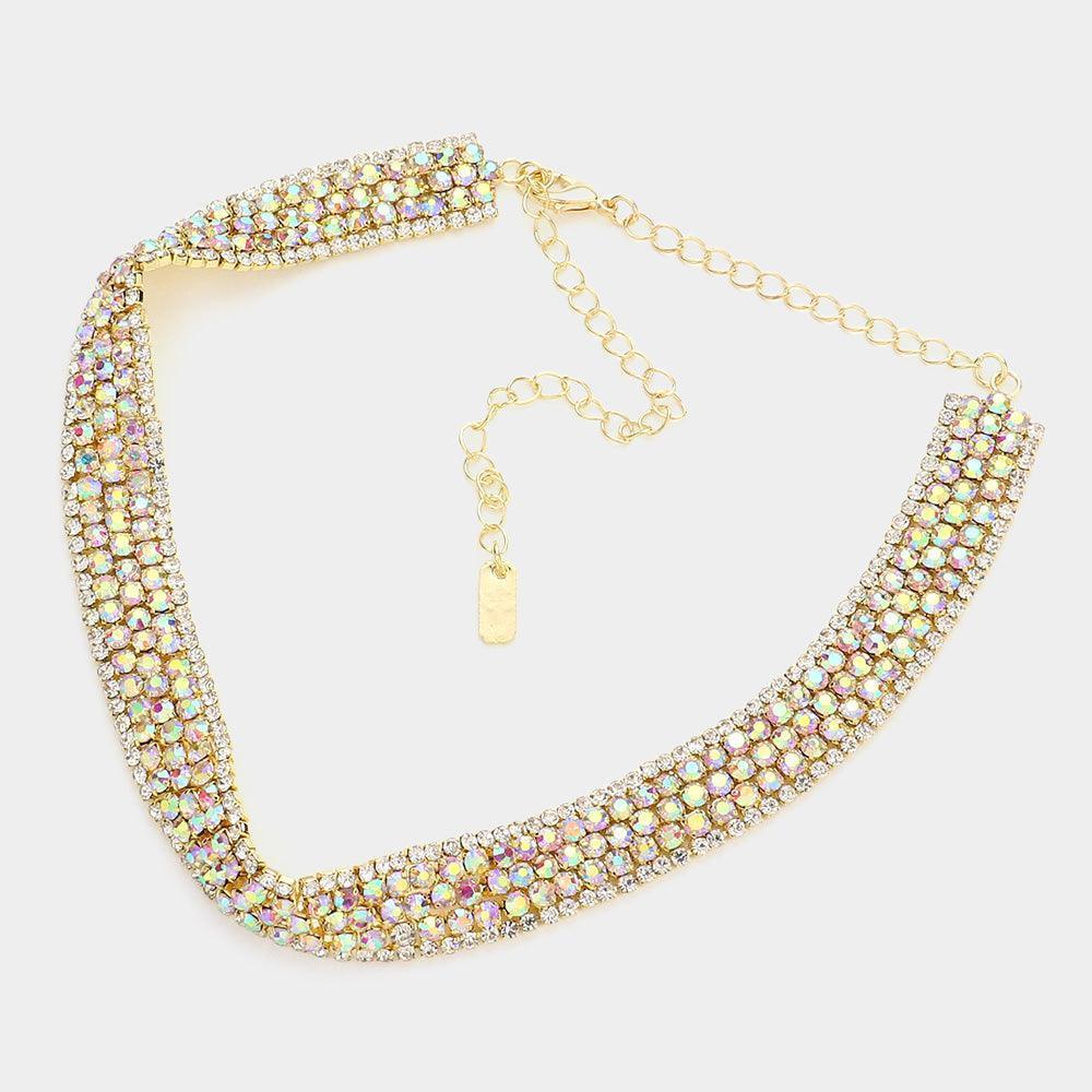Gold Bubble Crystal Choker Necklace & Clip Earring Set - Jewelry Store by Erik Rayo