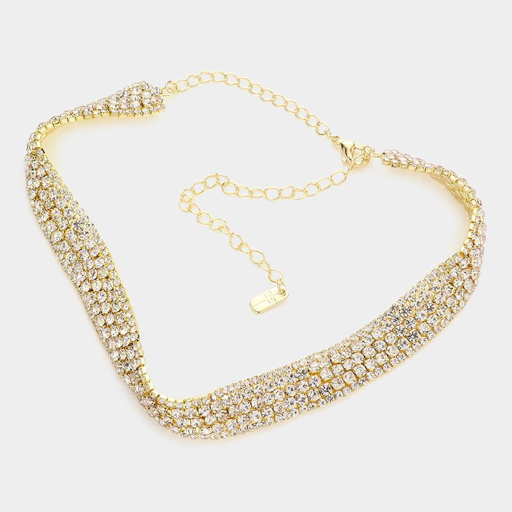 Gold Bubble Crystal Choker Necklace & Clip Earring Set - Jewelry Store by Erik Rayo