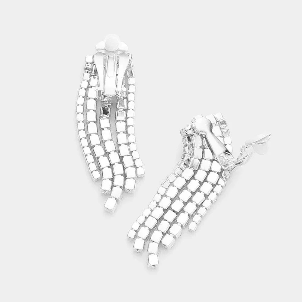 Silver Bubble Crystal Choker Necklace & Clip Earring Set - Jewelry Store by Erik Rayo