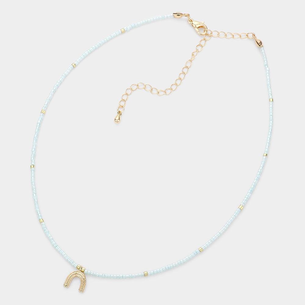 Metal Arch Pendant Tiny Beaded Choker Necklace - Jewelry Store by Erik Rayo