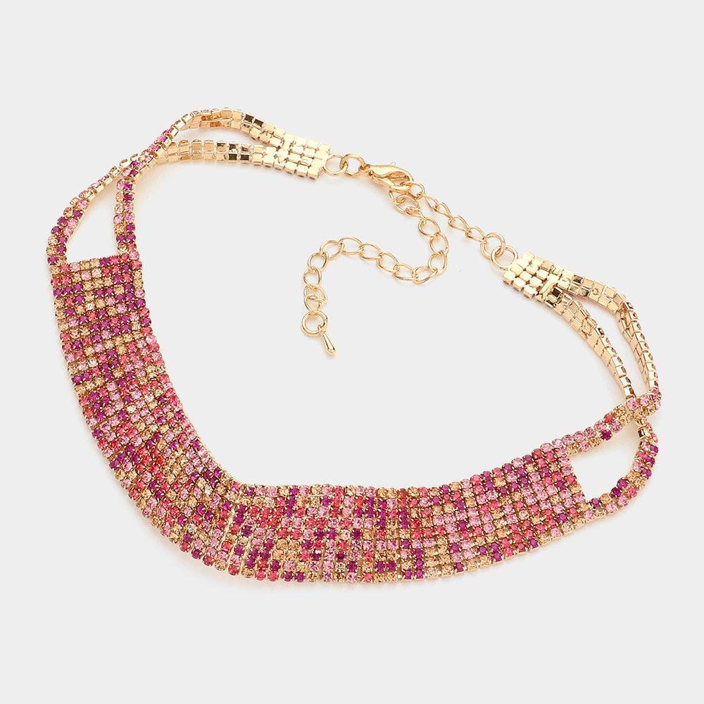 Pink Choker Necklace Rhinestone Paved - Jewelry Store by Erik Rayo