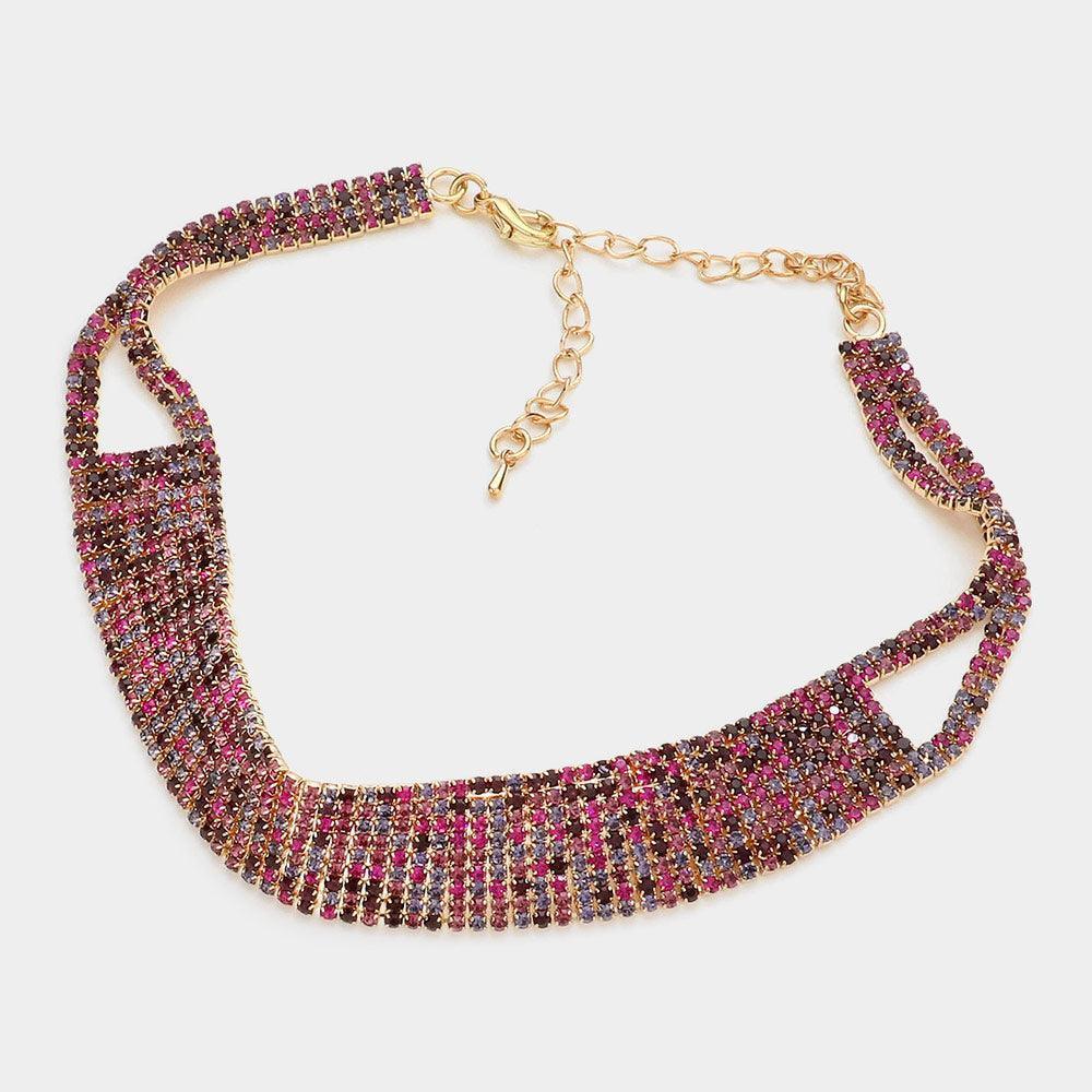 Purple Choker Necklace Rhinestone Paved - Jewelry Store by Erik Rayo