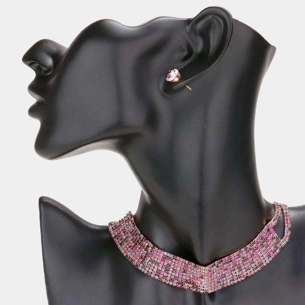 Purple Choker Necklace Rhinestone Paved - Jewelry Store by Erik Rayo