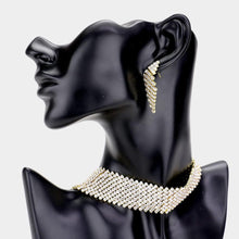 Load image into Gallery viewer, Gold Embellished Crystal Rhinestone Choker Necklace
