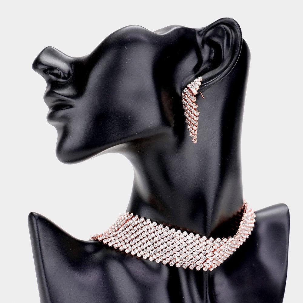 Rose Gold Embellished Crystal Rhinestone Choker Necklace - Jewelry Store by Erik Rayo