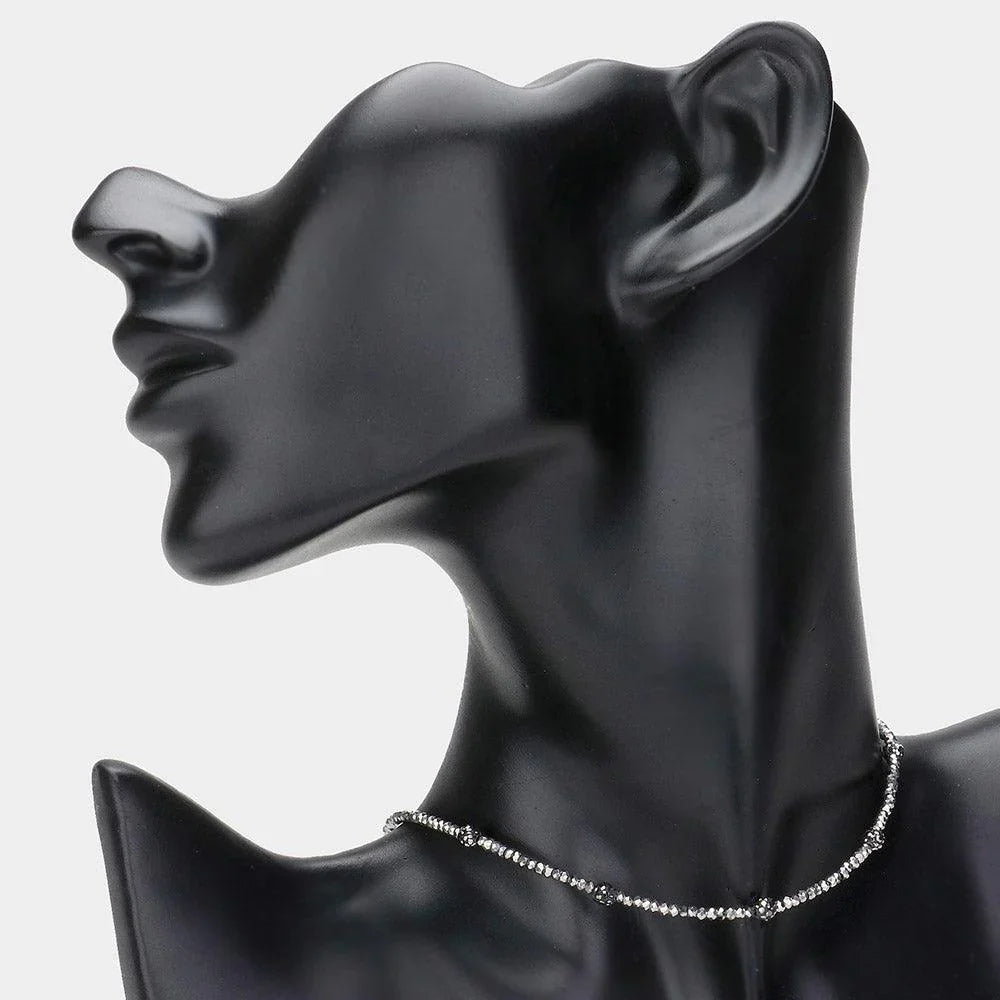 Gold Shamballa Ball Station Faceted Beaded Choker Necklace - Jewelry Store by Erik Rayo