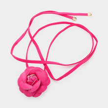 Load image into Gallery viewer, Fuchsia Faux Leather Flower Wrapped Choker Necklace
