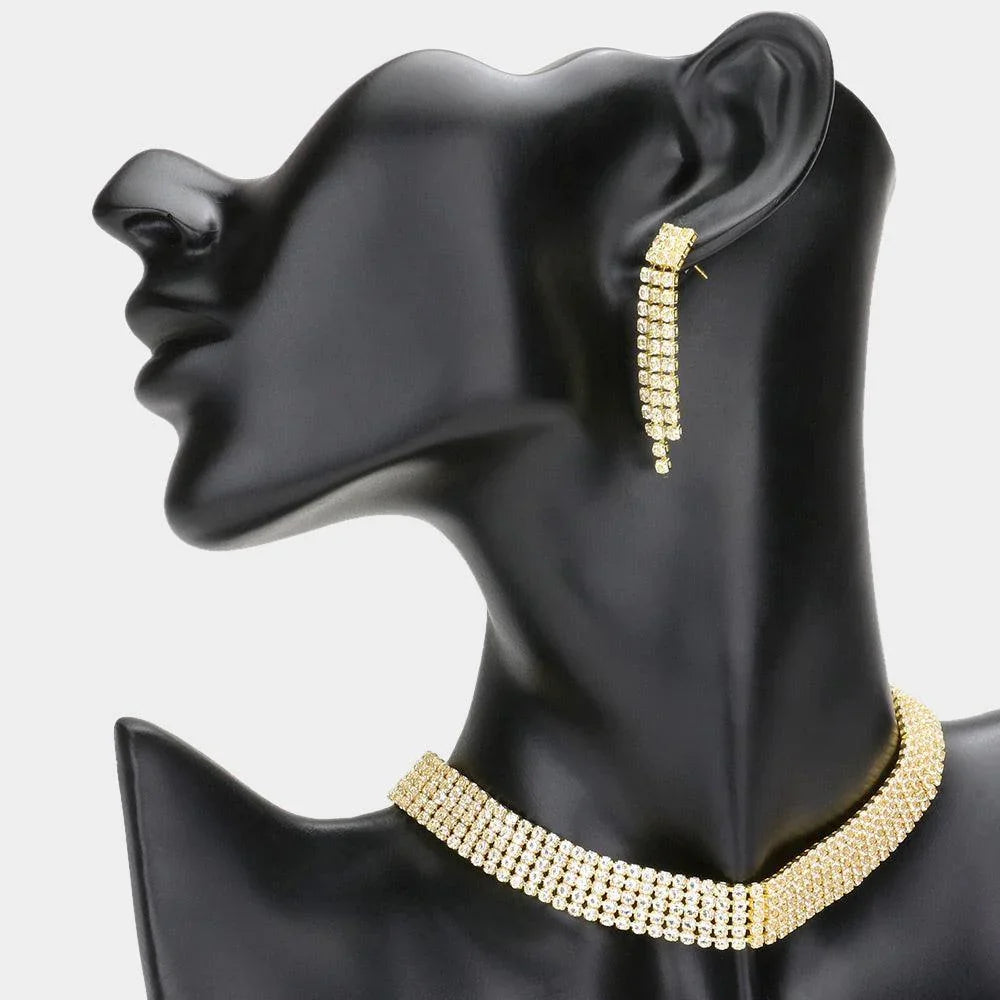 Gold Necklace Rhinestone Paved - Jewelry Store by Erik Rayo