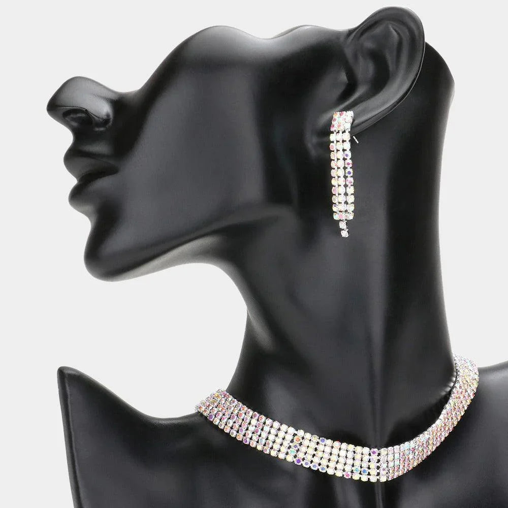Silver Necklace Rhinestone Paved - Jewelry Store by Erik Rayo