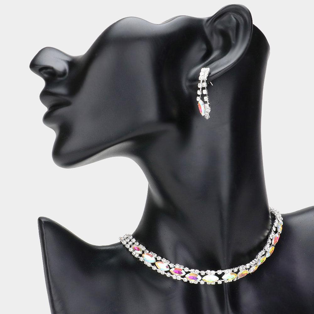 Marquise Stone Evening Choker Necklace Rhinestone Paved - Jewelry Store by Erik Rayo