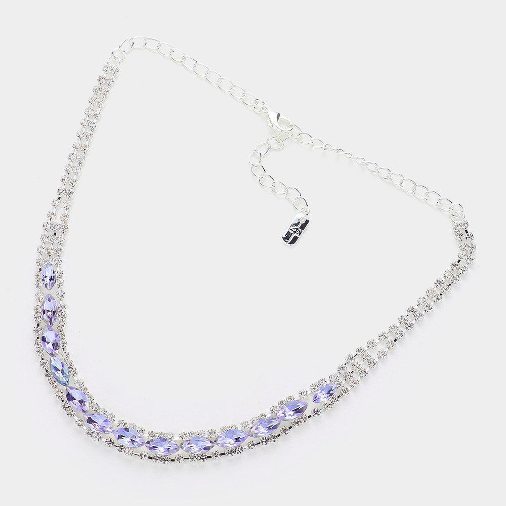 Amethyst Marquise Stone Evening Choker Necklace Rhinestone Paved - Jewelry Store by Erik Rayo