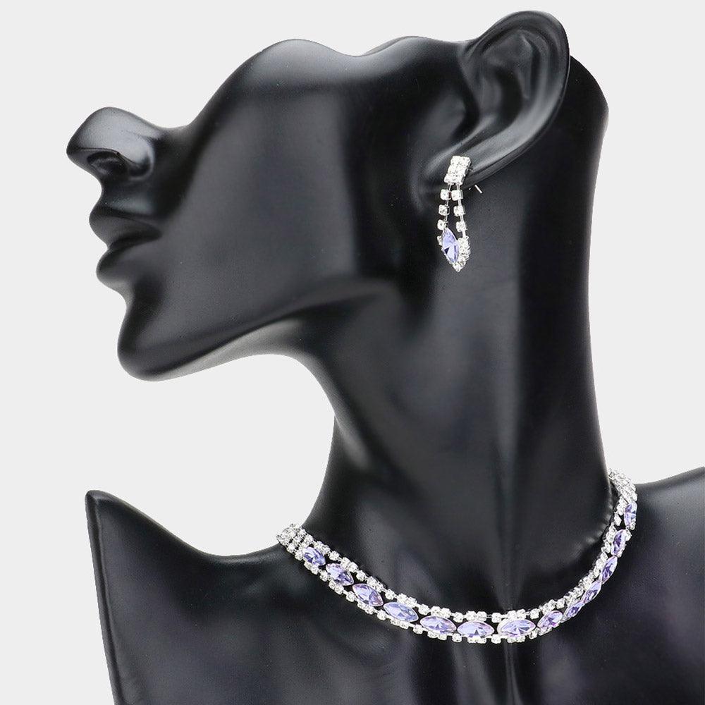 Amethyst Marquise Stone Evening Choker Necklace Rhinestone Paved - Jewelry Store by Erik Rayo