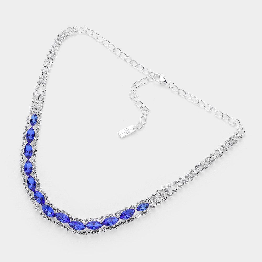 Silver Marquise Stone Evening Choker Necklace Rhinestone Paved - Jewelry Store by Erik Rayo