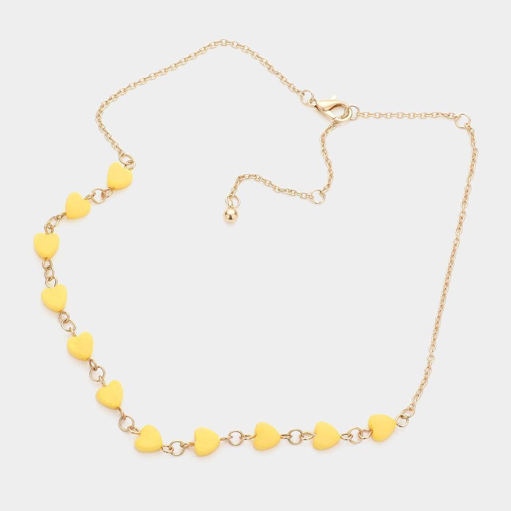 Yellow Natural Marble Heart Stone Choker Necklace - Jewelry Store by Erik Rayo