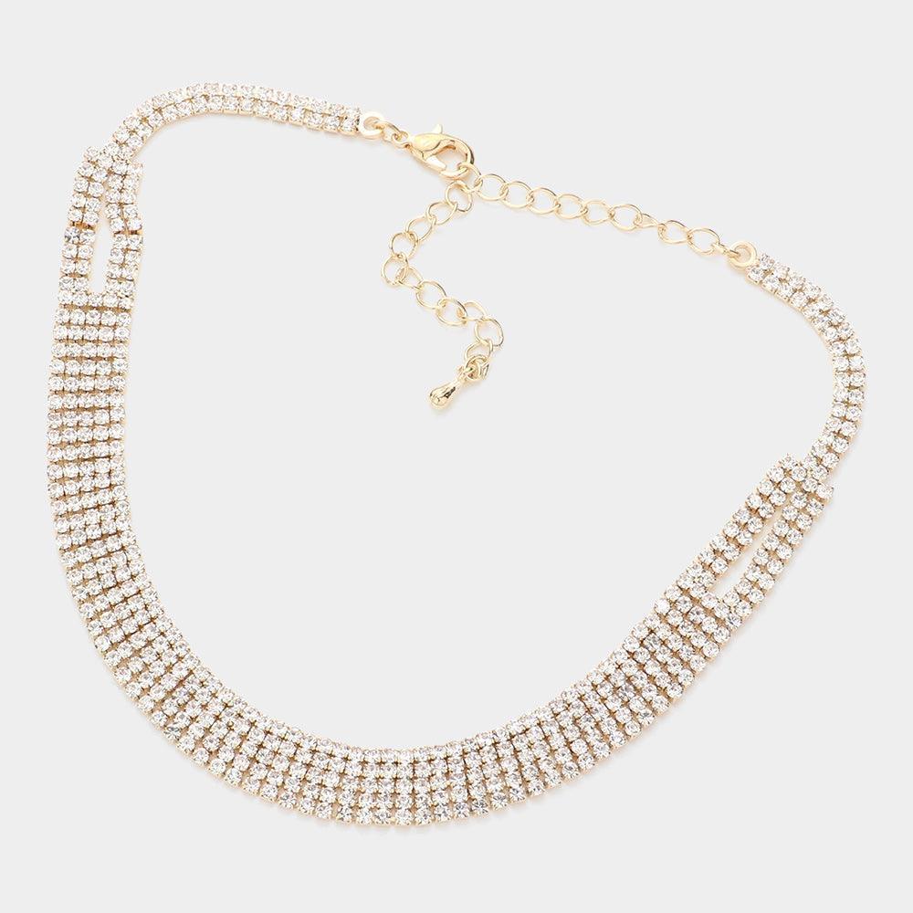 Gold Rhinestone Crystal Choker Necklace - Jewelry Store by Erik Rayo