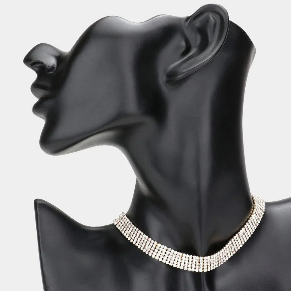 Gold Rhinestone Crystal Choker Necklace - Jewelry Store by Erik Rayo