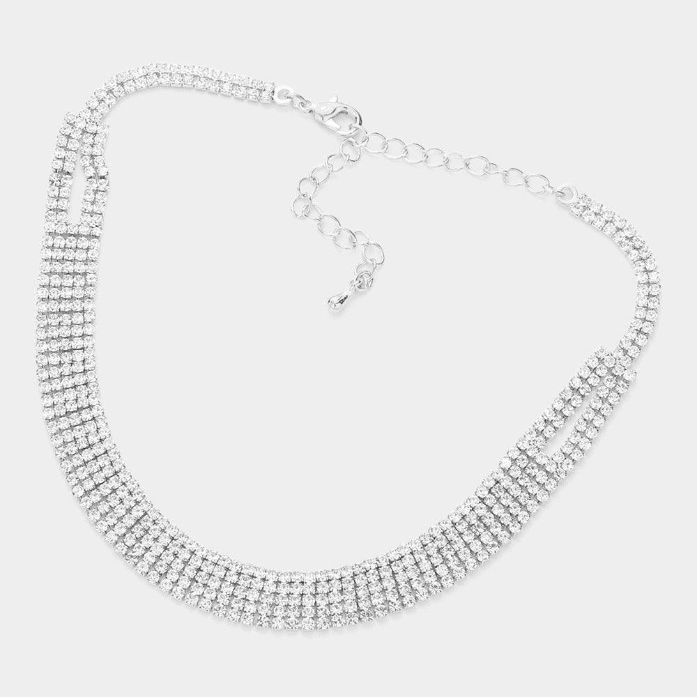 Silver Rhinestone Crystal Choker Necklace - Jewelry Store by Erik Rayo