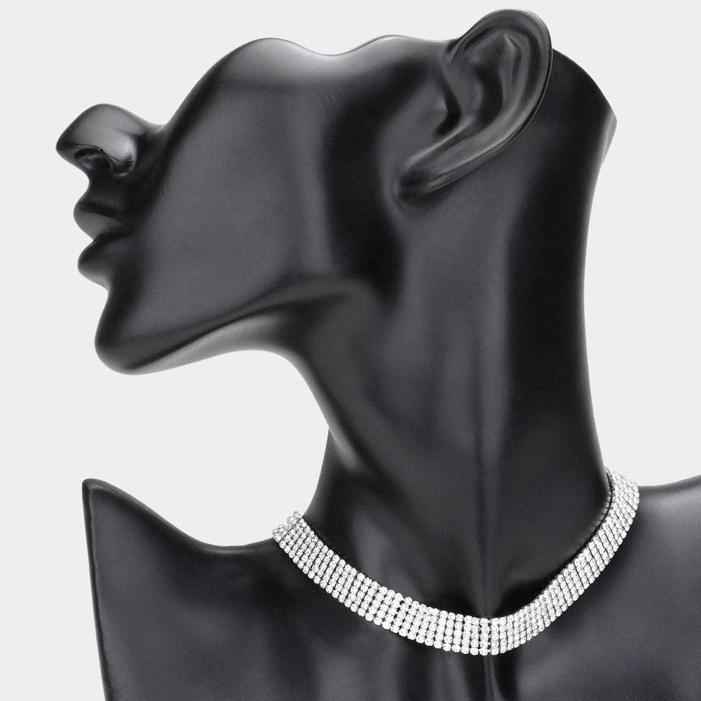 Silver Rhinestone Crystal Choker Necklace - Jewelry Store by Erik Rayo