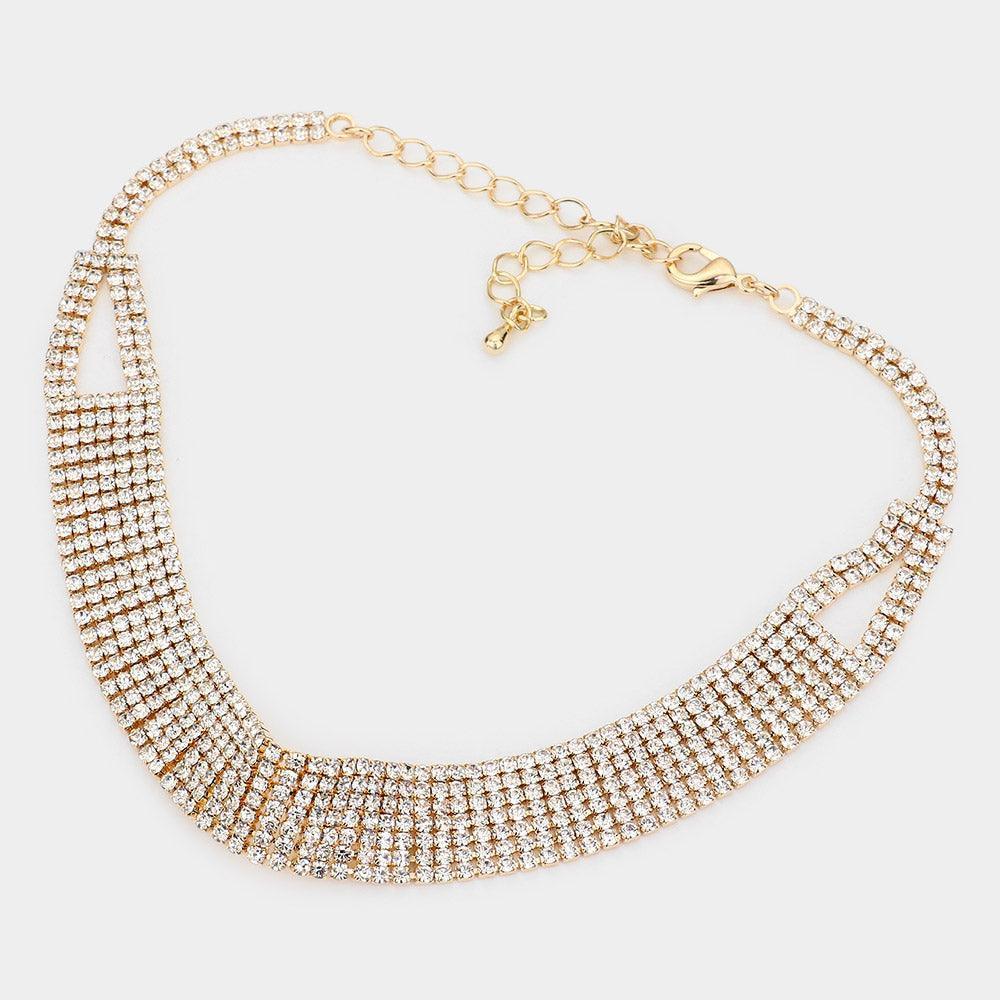 Gold Rhinestone Crystal Choker Necklace - Jewelry Store by Erik Rayo