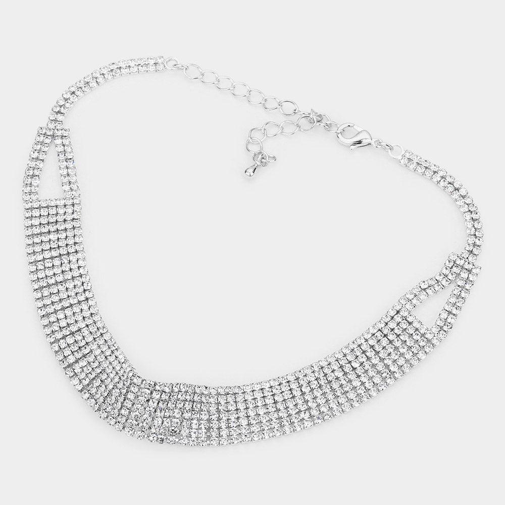 Silver Rhinestone Crystal Choker Necklace - Jewelry Store by Erik Rayo
