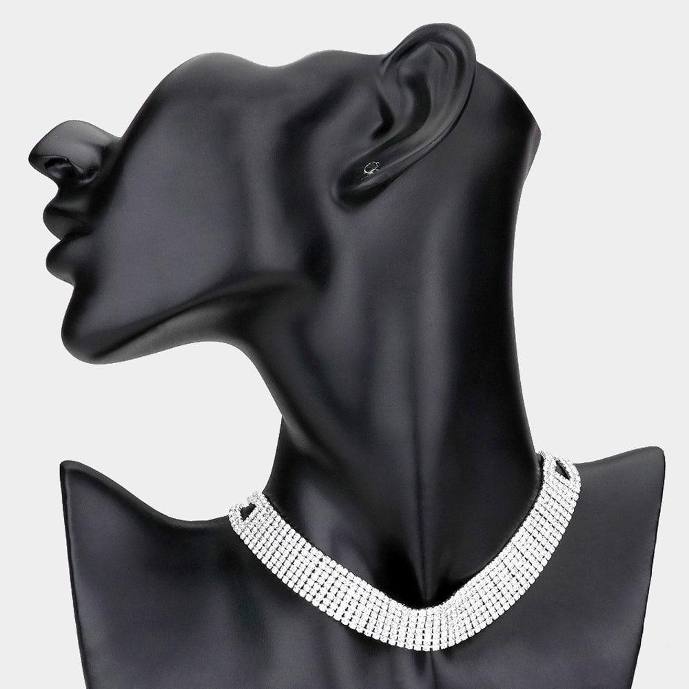 Silver Rhinestone Crystal Choker Necklace - Jewelry Store by Erik Rayo