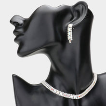 Load image into Gallery viewer, Silver Baguette Stone Detailed Rhinestone Choker Necklace
