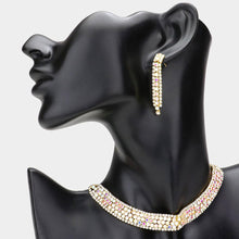 Load image into Gallery viewer, Gold Bubble Stone Detailed Rhinestone Choker Necklace
