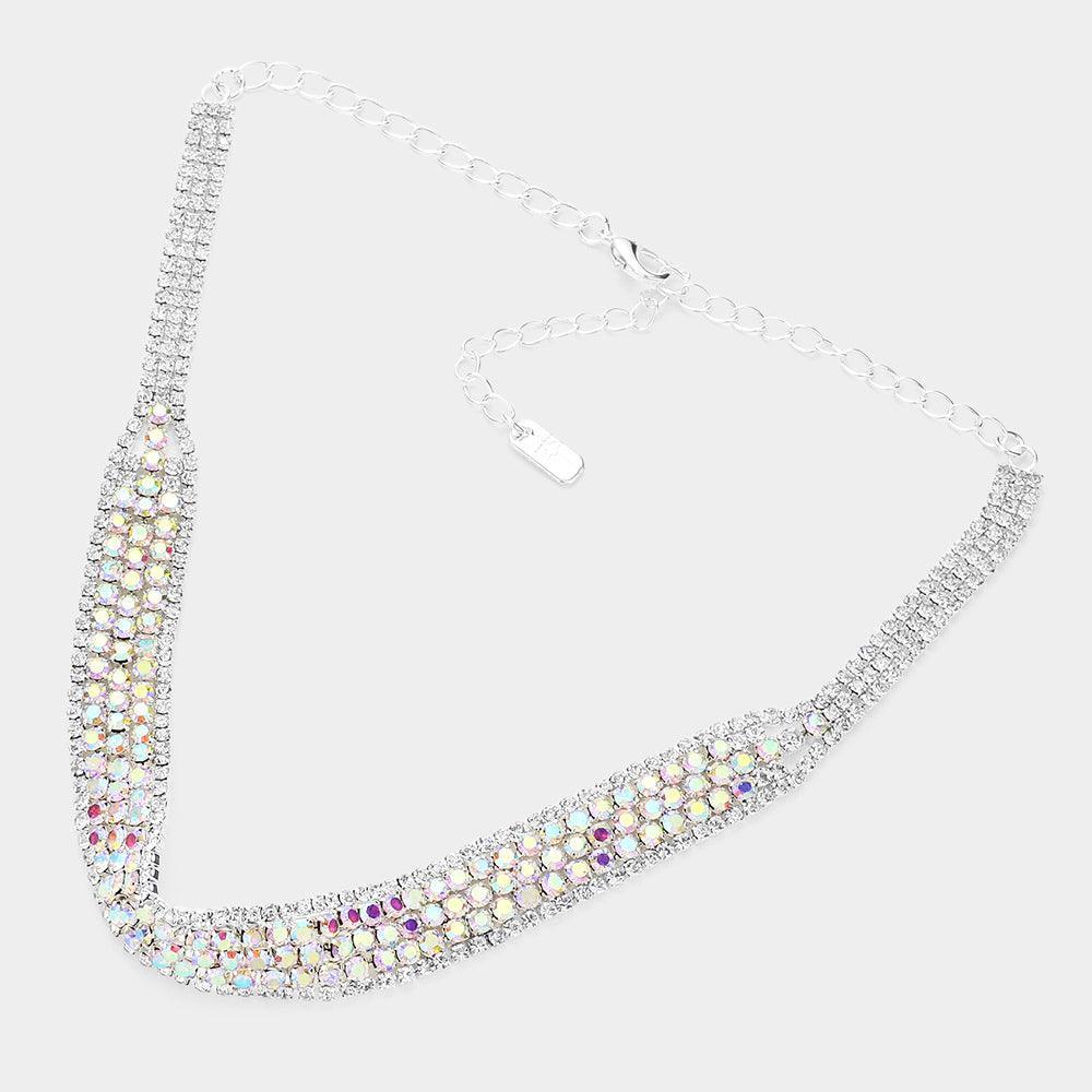 Silver Bubble Stone Detailed Rhinestone Choker Necklace - Jewelry Store by Erik Rayo