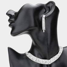 Load image into Gallery viewer, Silver Bubble Stone Detailed Rhinestone Choker Necklace
