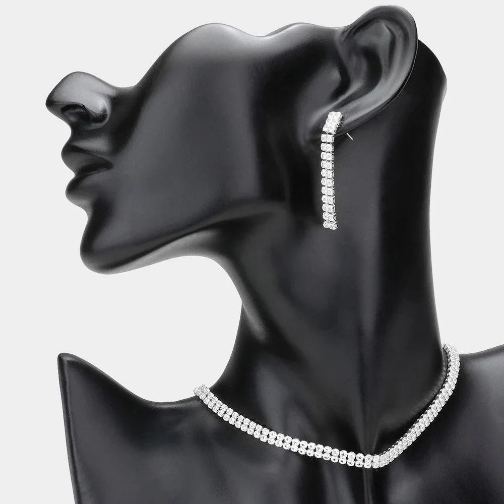 Silver Choker Necklace Rhinestone Paved - Jewelry Store by Erik Rayo
