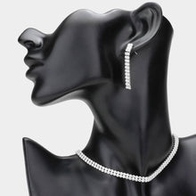 Load image into Gallery viewer, Silver Choker Necklace Rhinestone Paved
