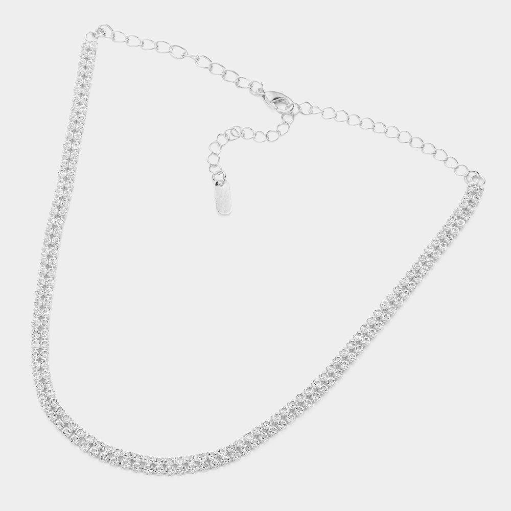 Silver Choker Necklace Rhinestone Paved - Jewelry Store by Erik Rayo