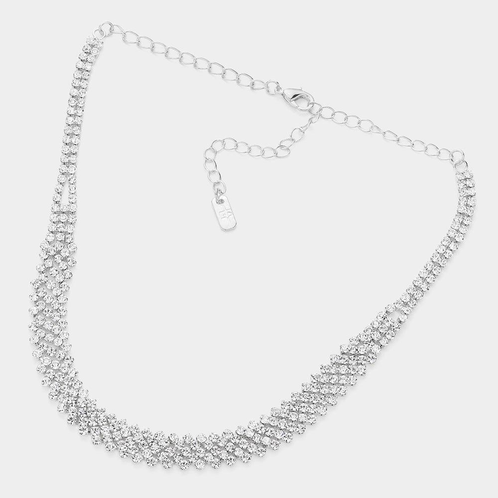 Silver Choker Necklace Rhinestone Paved - Jewelry Store by Erik Rayo