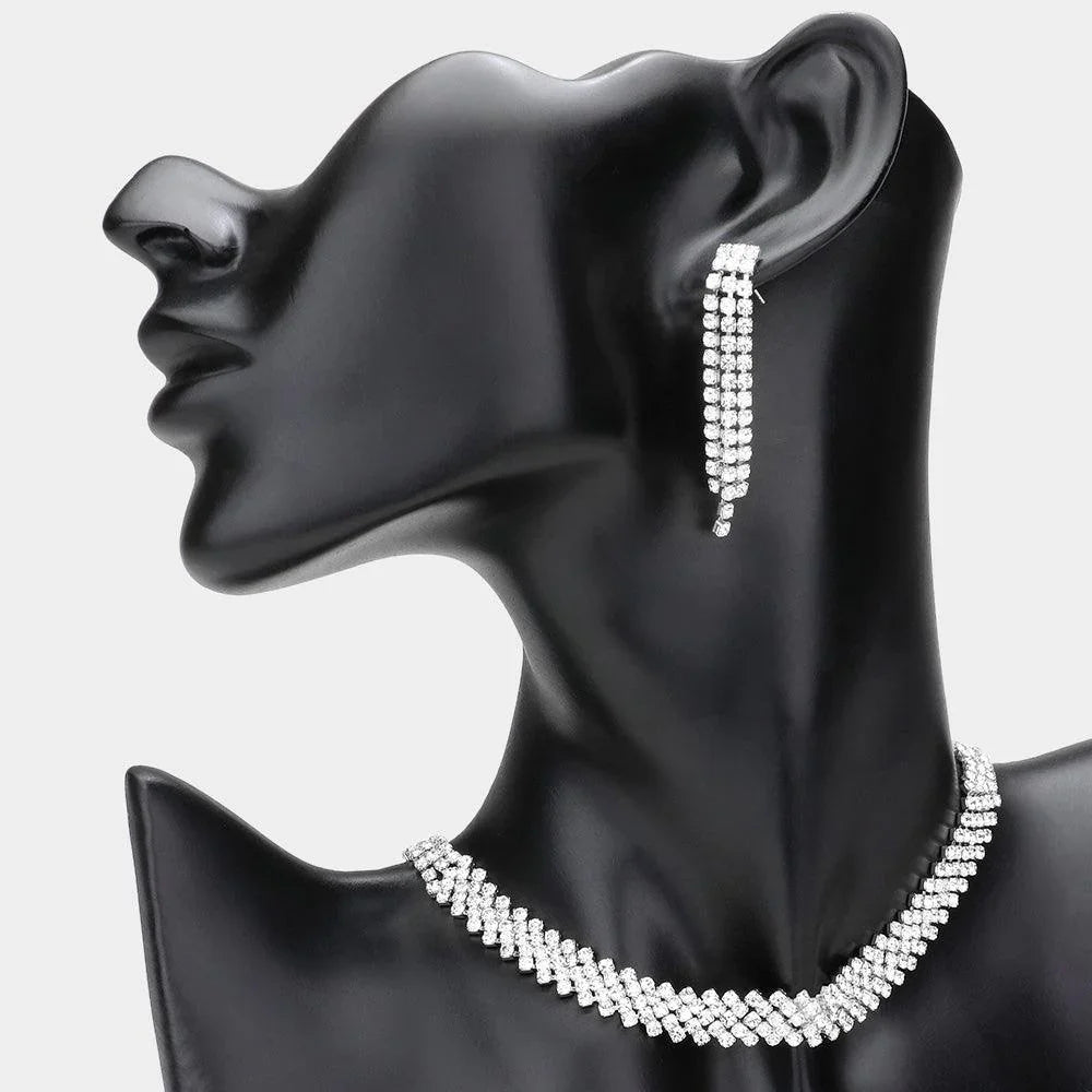 Silver Choker Necklace Rhinestone Paved - Jewelry Store by Erik Rayo