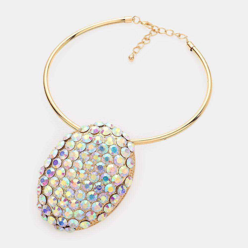 Gold Bubble Stone Cluster Oval Evening Choker Necklace - Jewelry Store by Erik Rayo