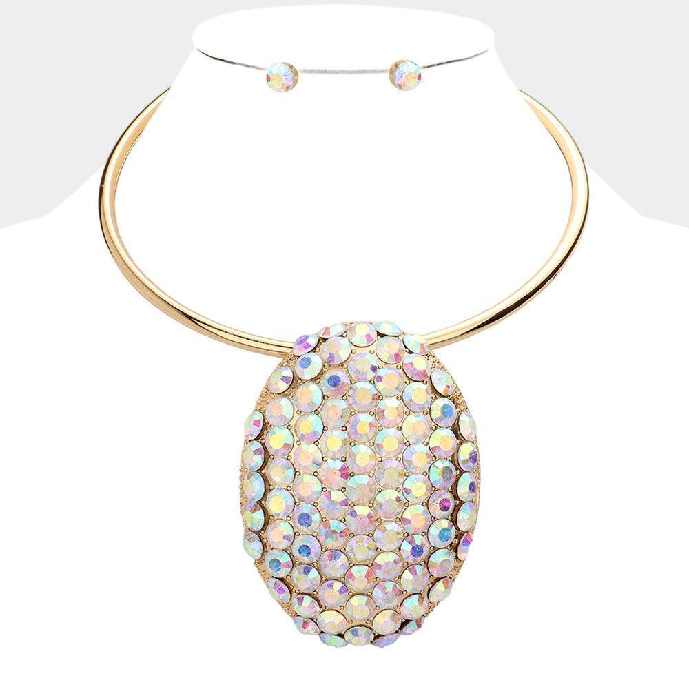 Gold Bubble Stone Cluster Oval Evening Choker Necklace - Jewelry Store by Erik Rayo