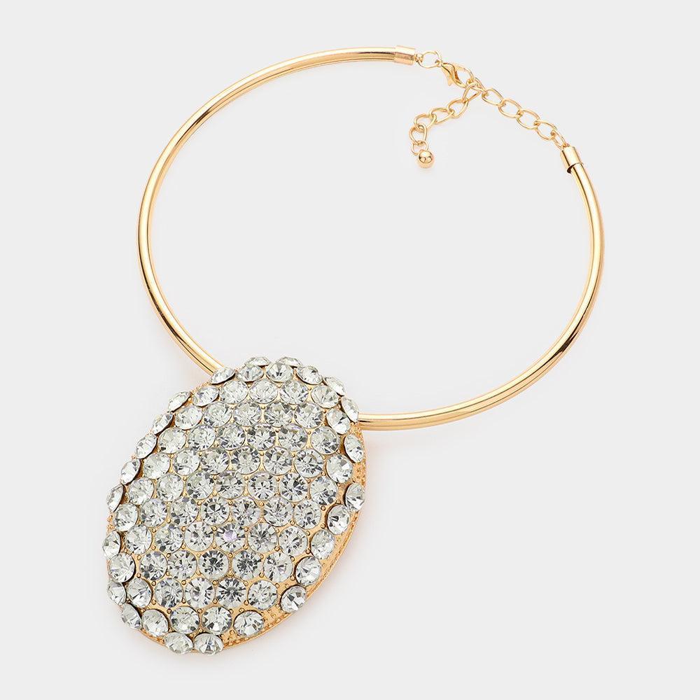 Gold Bubble Stone Cluster Oval Evening Choker Necklace - Jewelry Store by Erik Rayo