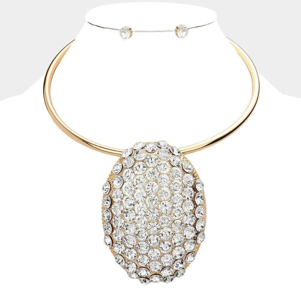 Gold Bubble Stone Cluster Oval Evening Choker Necklace - Jewelry Store by Erik Rayo